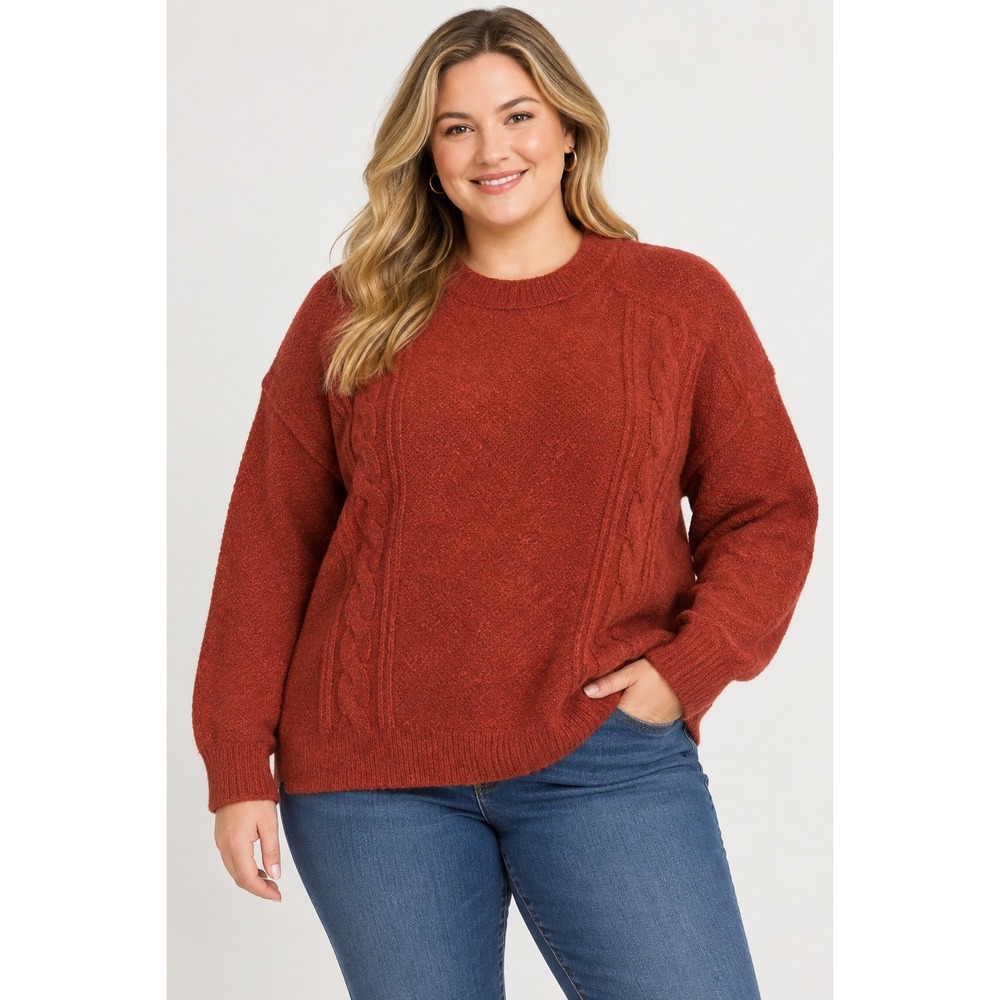 Madewell Cable-Knit Sweater Womens Medium Rust Red NEW Alpaca Wool NI313
